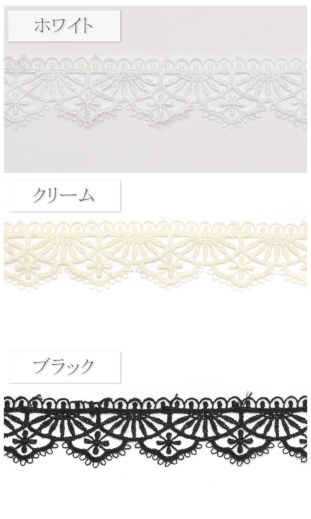上品なお花とスカラップ型のレース幅30mm1m単位切り売り★