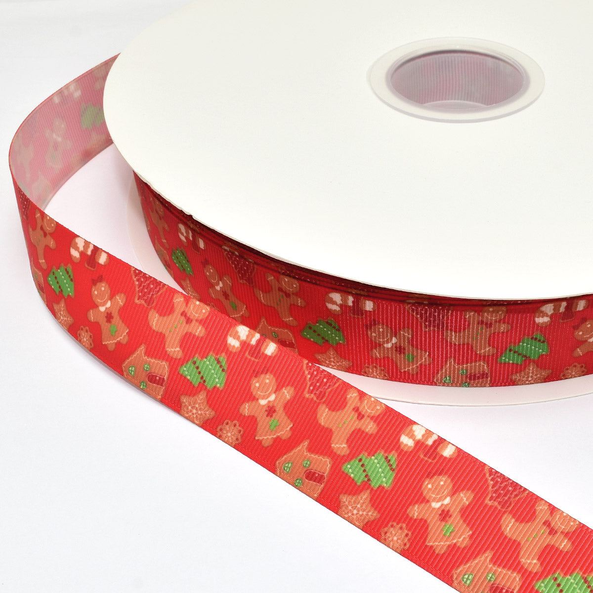 プリントリボンクリスマスアイシングクッキーの真っ赤なリボン幅25mm1m単位切り売り(3m以上)