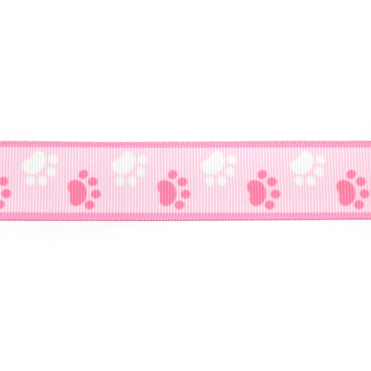 プリントリボン　バイカラーの犬猫肉球リボン　幅25mm　1m単位　切り売り　(3m以上)