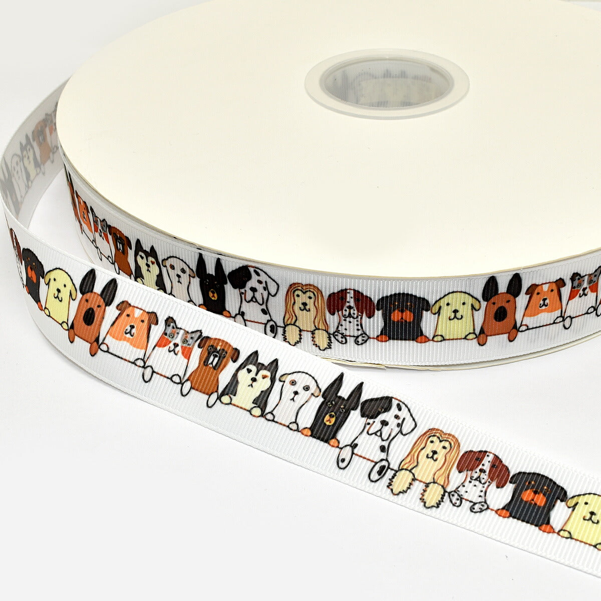 プリントリボンかわいいワンちゃんズリボン幅25mm1m単位切り売り(3m以上)