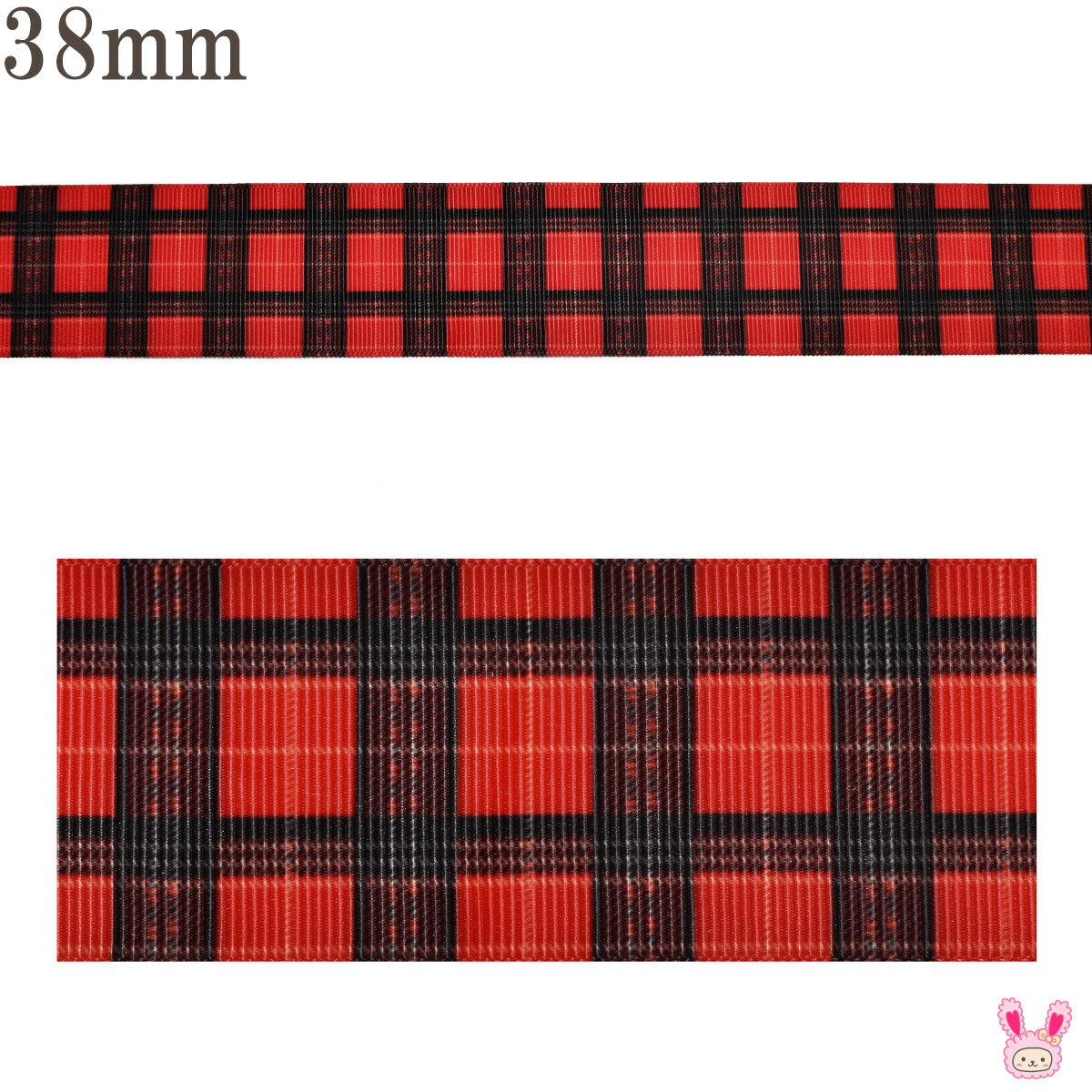 プリントリボンノイズタータンチェックリボン幅38mm1m単位切り売り(2m以上)