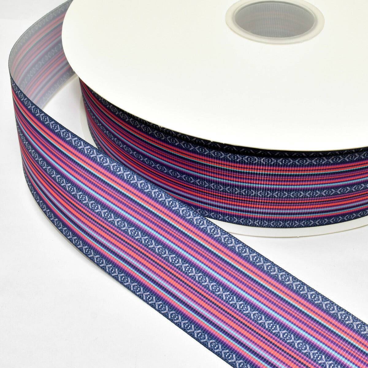 プリントリボンエスニックボーダーリボン幅38mm1m単位切り売り(2m以上)「在庫限り」