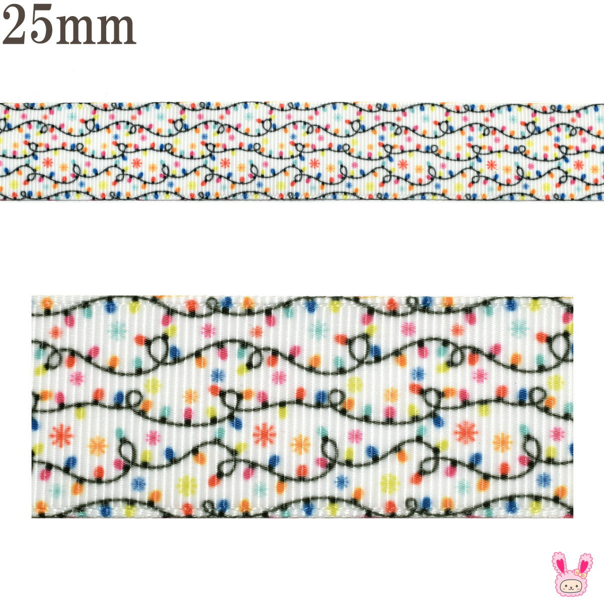 プリントリボンイルミネーションライト柄リボン幅25mm1m単位切り売り(3m以上)