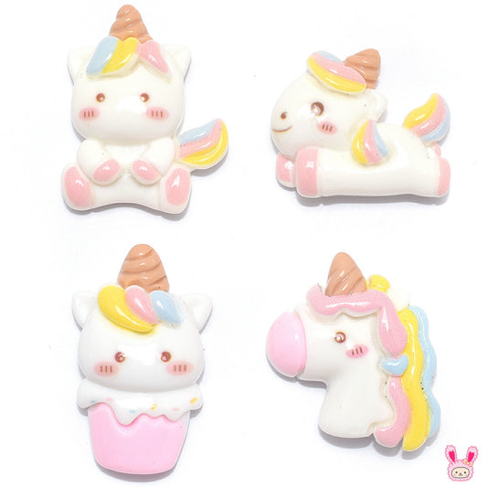 ゆるかわパステルユニコーンのデコパーツ4個