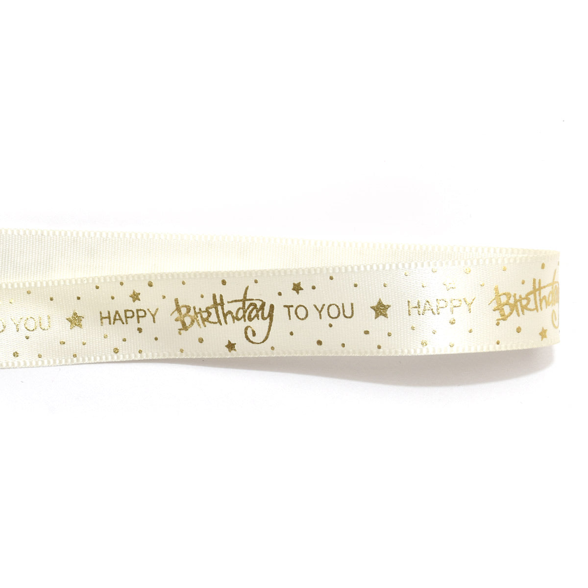 プリントリボン　キラキラ星とバブルの箔押しバースデーリボン　幅15mm　3yd (約2.7m) 　「在庫限り」★