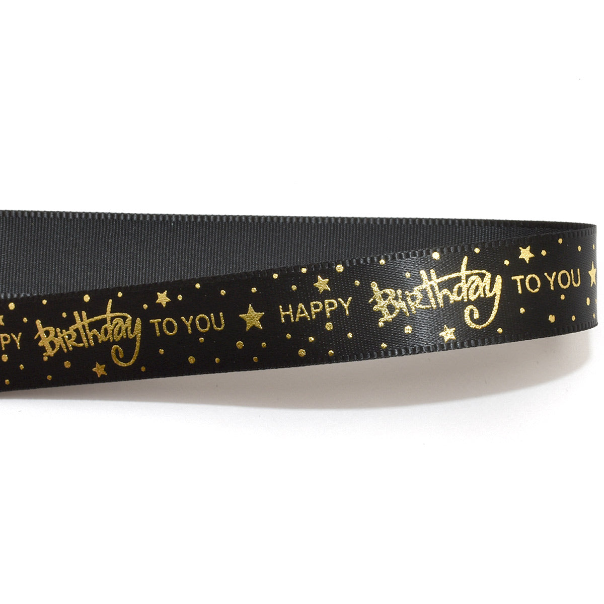 プリントリボン　キラキラ星とバブルの箔押しバースデーリボン　幅15mm　3yd (約2.7m) 　「在庫限り」★