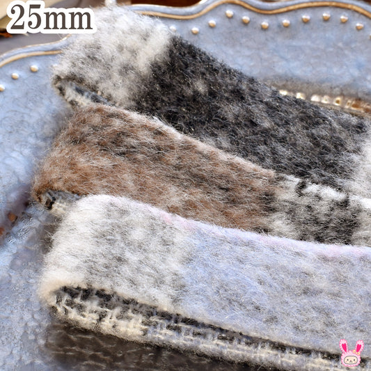 フリースチェックリボン幅25mm1m単位切り売り
