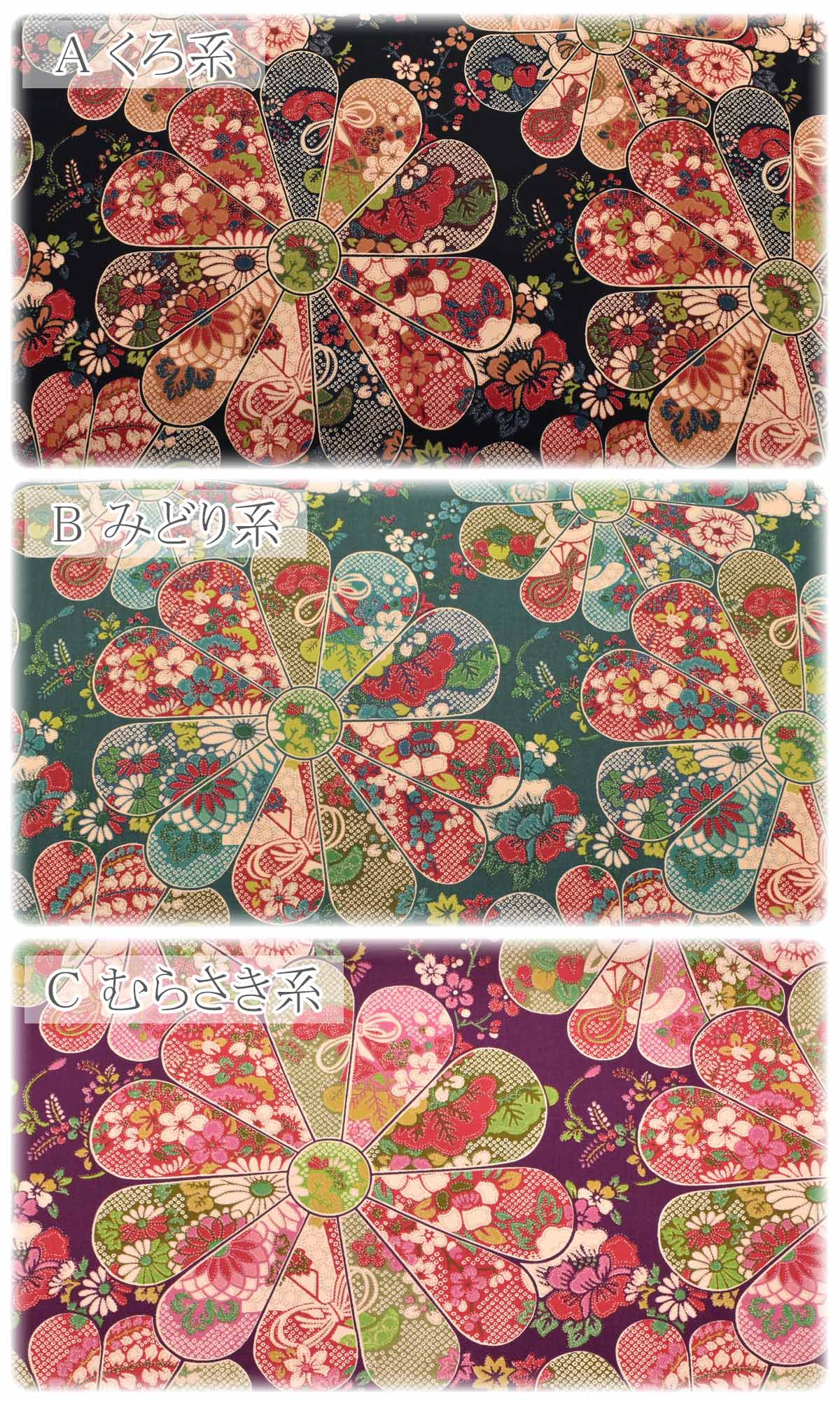 YUWA有輪商店鹿の子模様の菊の花シャーティング生地N1071(30cm以上10cm単位切り売り)