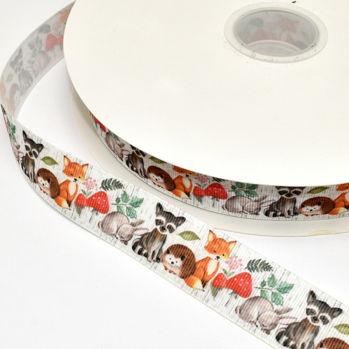 プリントリボンかわいい森の動物リボン幅25mm1m単位切り売り(3m以上)