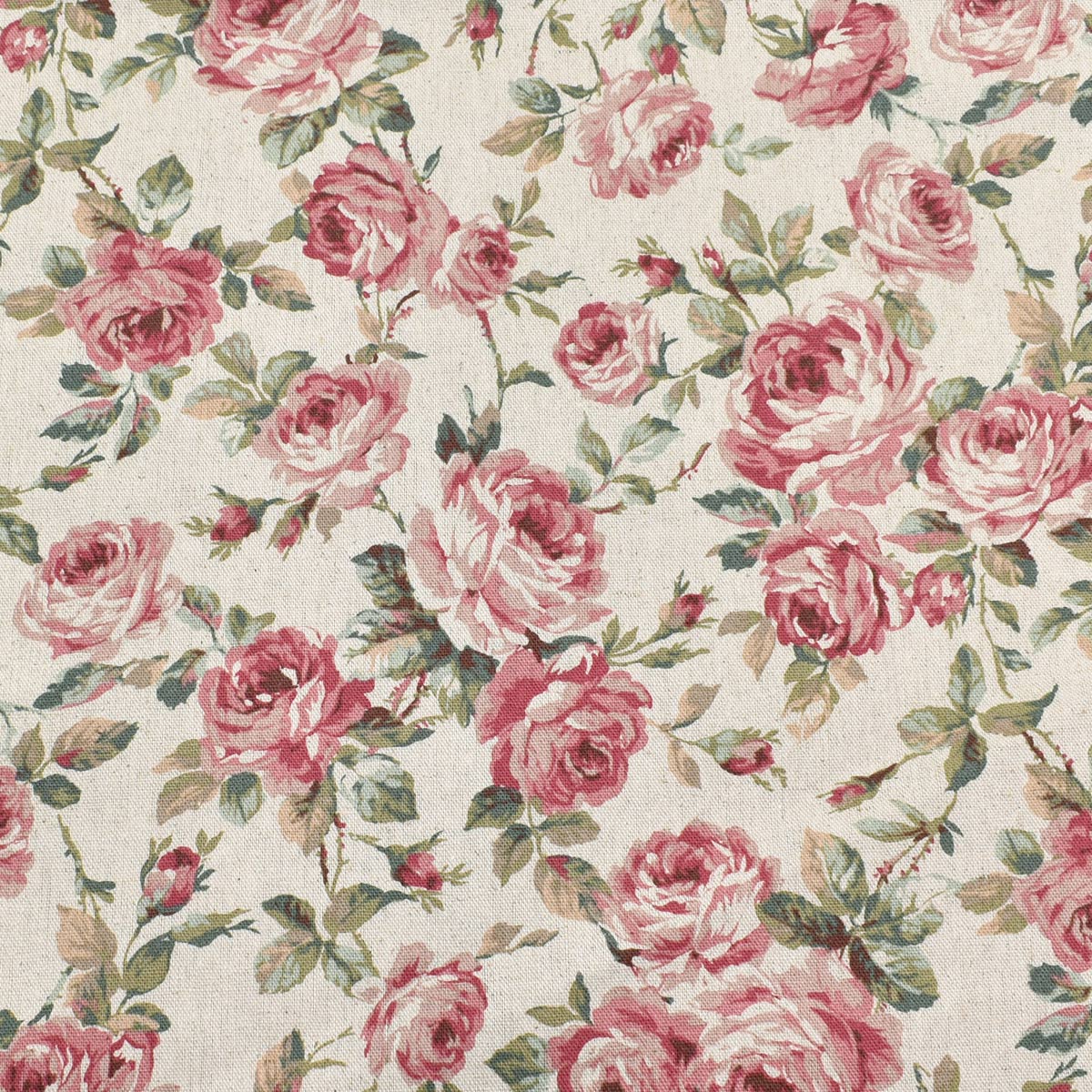 クラシカル上品な薔薇　綿麻キャンバス生地　  AP51902-1　コスモ　(30cm以上10cm単位切り売り)