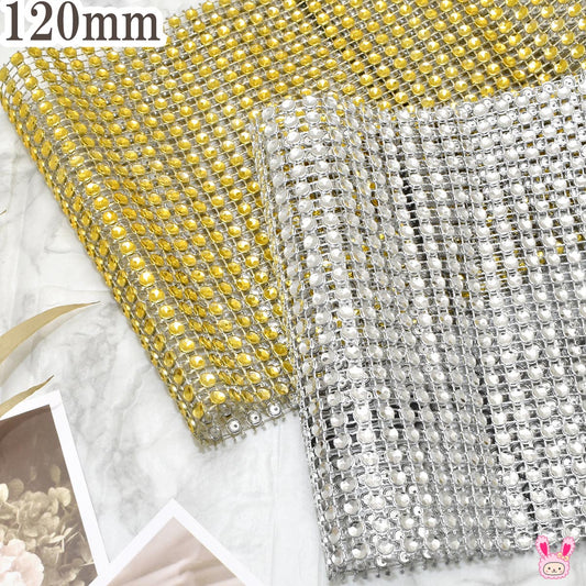 ラインストーンカットリボン幅120mm10cm単位切り売り(50cm以上)★
