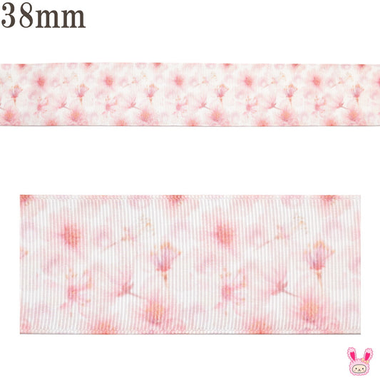 プリントリボン幻想的な桜の花リボン幅38mm1m単位切り売り(2m以上)