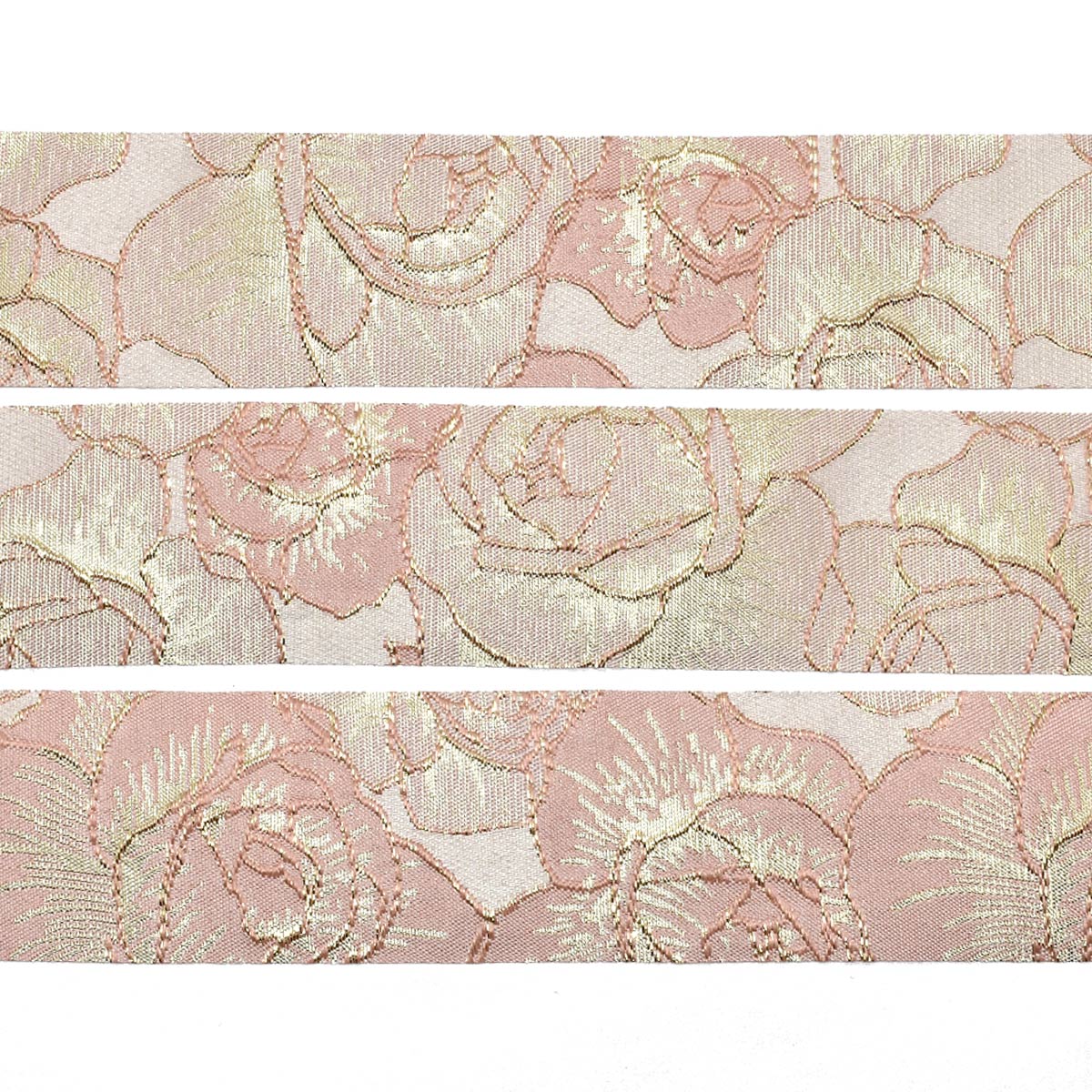 花柄ジャガードファブリックリボン　幅50mm　1m単位　切り売り