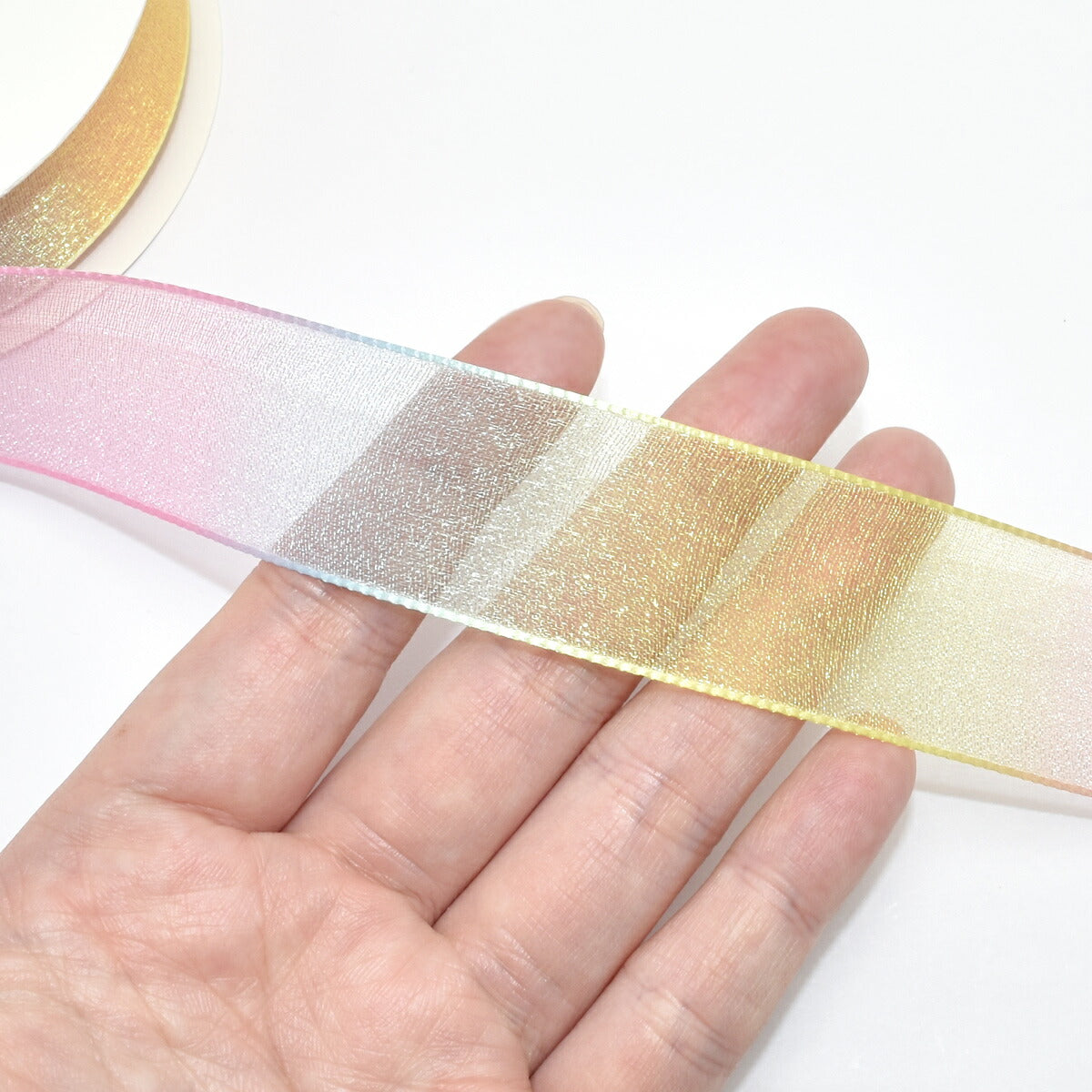 ゆめかわグラデーションオーガンジーリボンVer2幅25mm1m単位切り売り(3m以上)