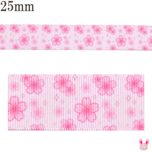 プリントリボンキラキラ桜のリボン幅25mm1m単位切り売り(3m以上)