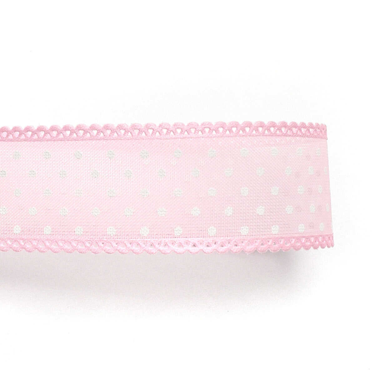 スカラップレースの水玉シアーリボン　幅25mm　1m単位　切り売り　(3m以上)
