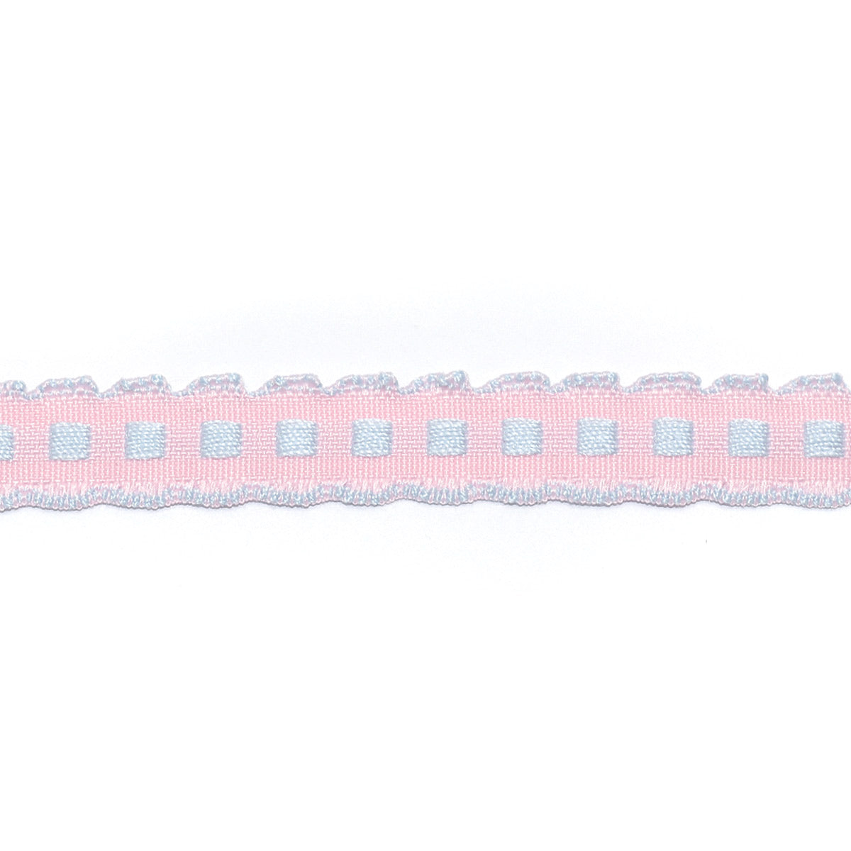 ふりふりバイカラーの四角いドットリボン　幅10mm　1m単位　切り売り　(3m以上)