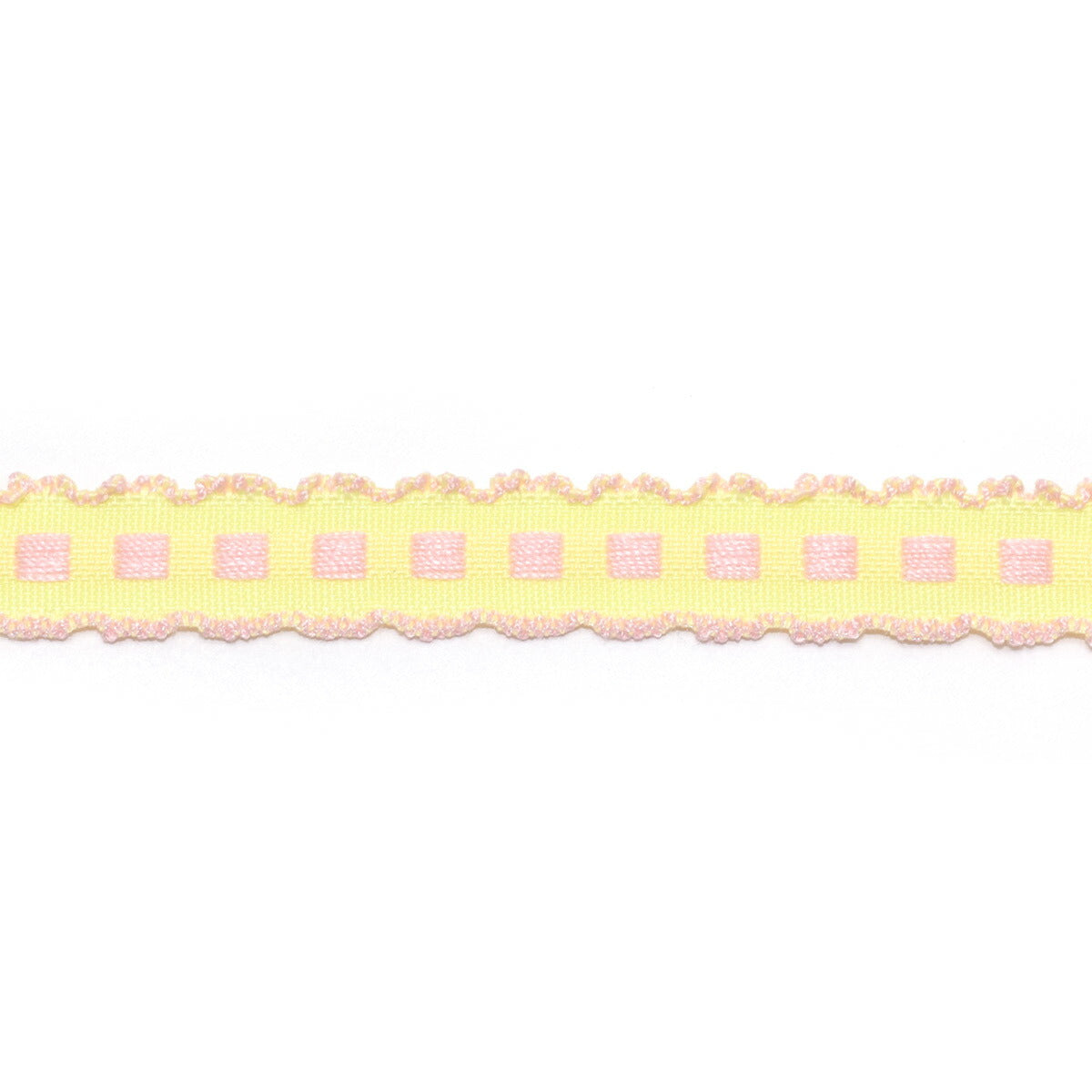 ふりふりバイカラーの四角いドットリボン　幅10mm　1m単位　切り売り　(3m以上)