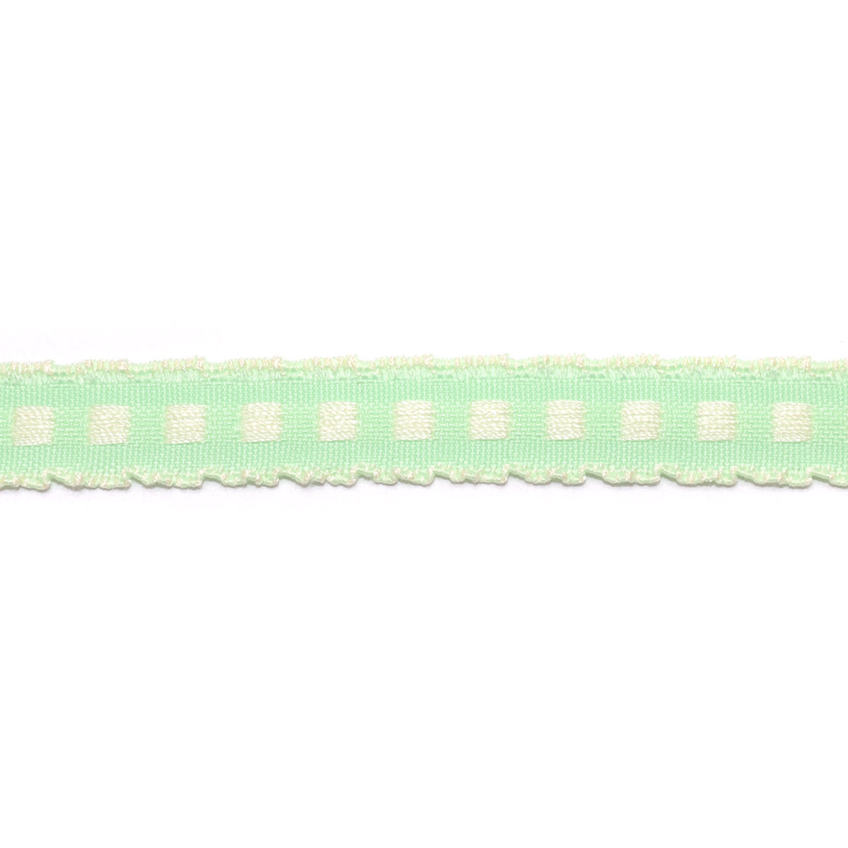 ふりふりバイカラーの四角いドットリボン　幅10mm　1m単位　切り売り　(3m以上)