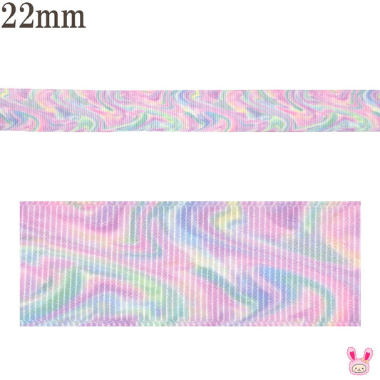 プリントリボンゆめかわマーブリングリボン幅22mm1m単位切り売り(3m以上)