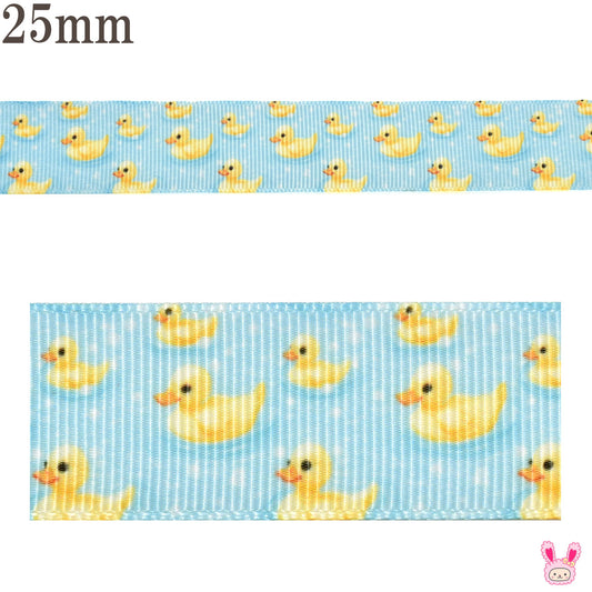 プリントリボンすいすいアヒルの子リボン幅25mm1m単位切り売り(3m以上)