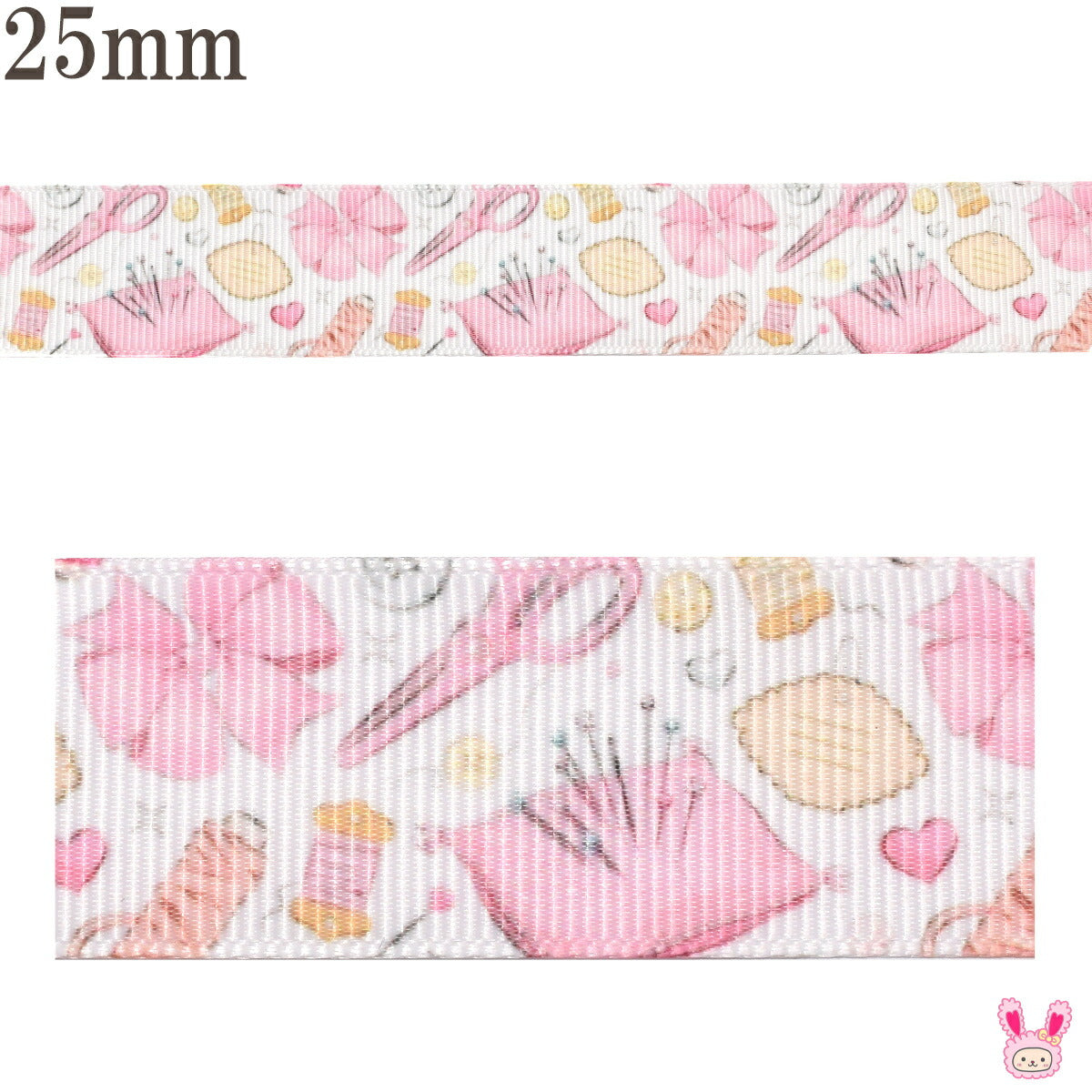 プリントリボンラブリーママの手芸タイムリボン幅25mm1m単位切り売り(3m以上)
