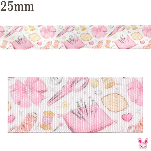 プリントリボンラブリーママの手芸タイムリボン幅25mm1m単位切り売り(3m以上)