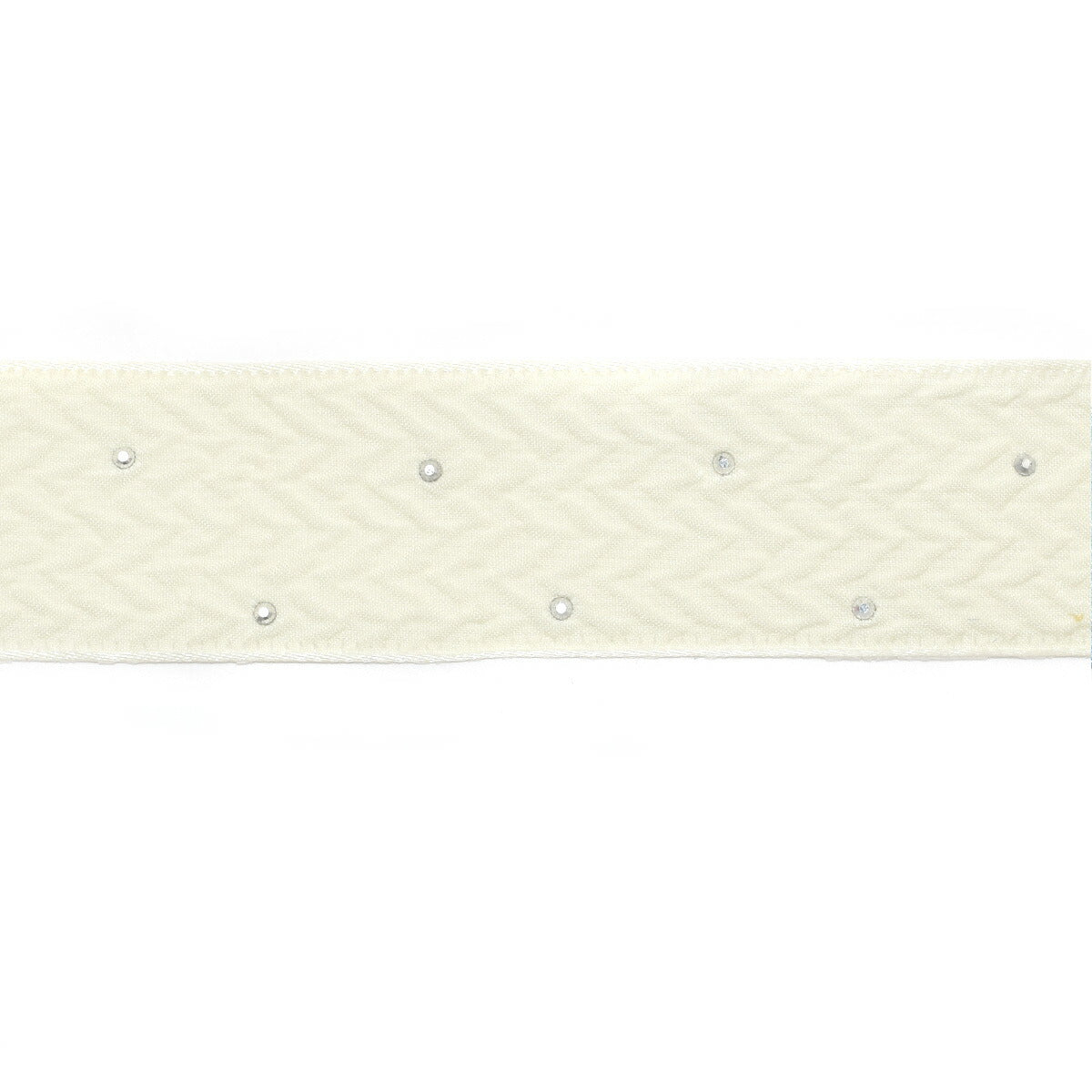 シルバーストーン付きエレガントなエンボスリボン　幅25mm　1m単位　切り売り　(2m以上)