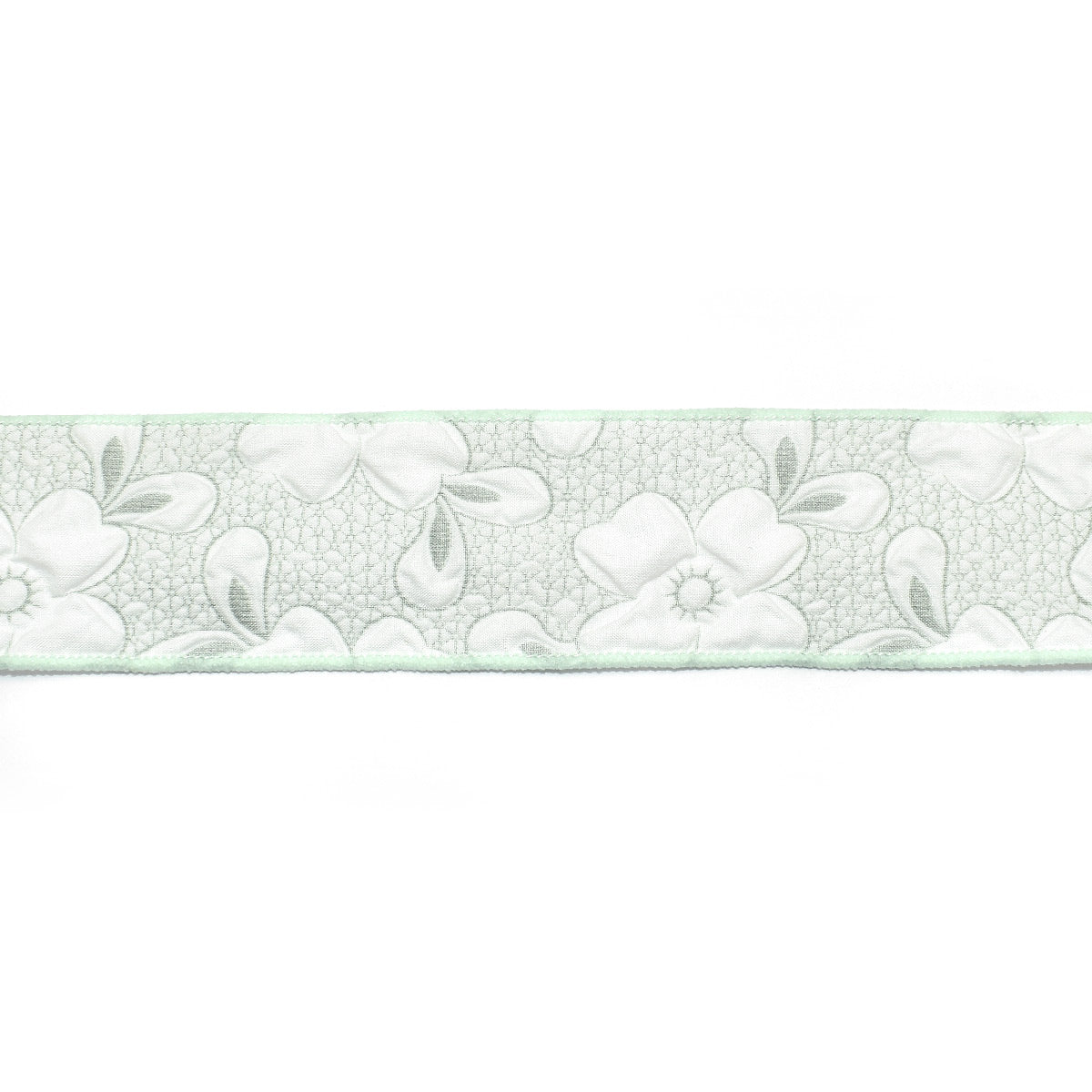 ぷっくりエンボス加工の白いお花リボン　幅38mm　1m単位　切り売り　(2m以上)　　「在庫限り」★
