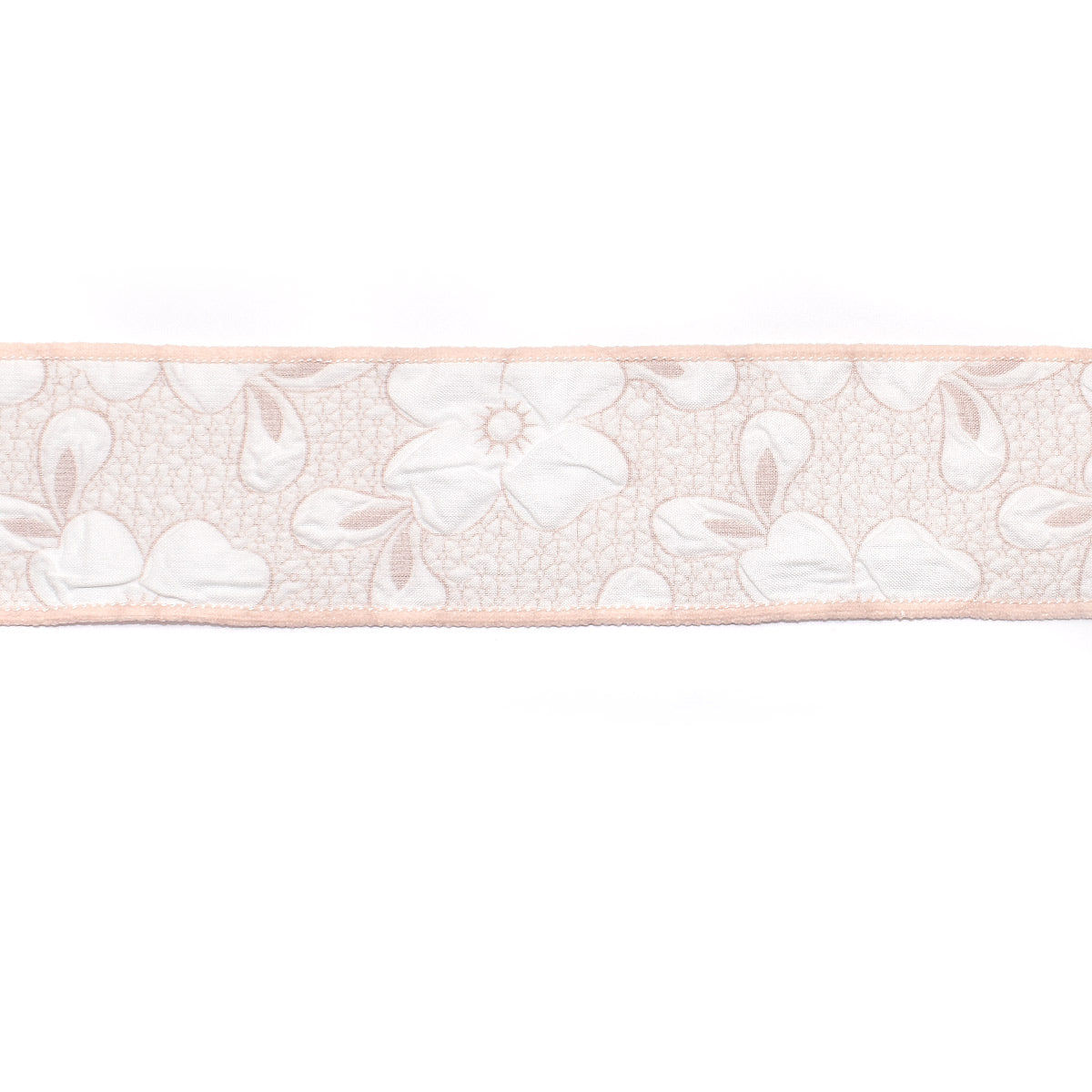 ぷっくりエンボス加工の白いお花リボン　幅38mm　1m単位　切り売り　(2m以上)　　「在庫限り」★