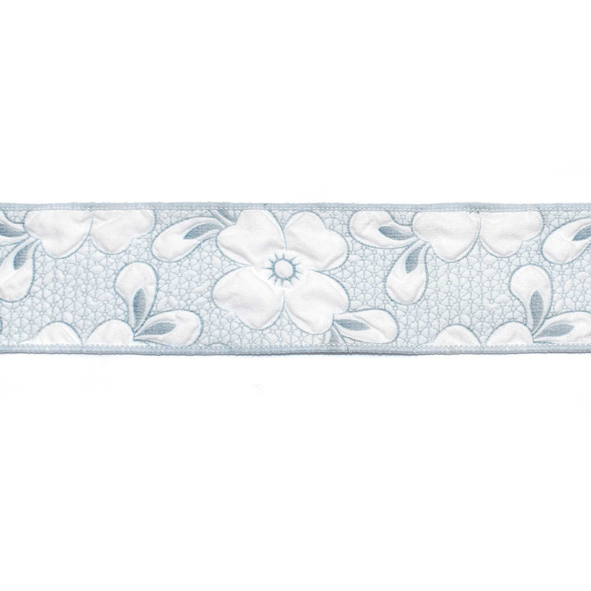 ぷっくりエンボス加工の白いお花リボン　幅38mm　1m単位　切り売り　(2m以上)　　「在庫限り」★