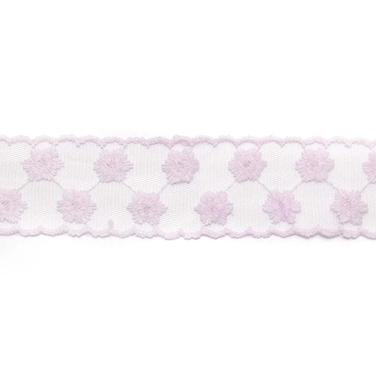 スカラップとメッシュとかわいいお花の刺繍リボン　幅40mm　1m単位　切り売り　(2m以上)