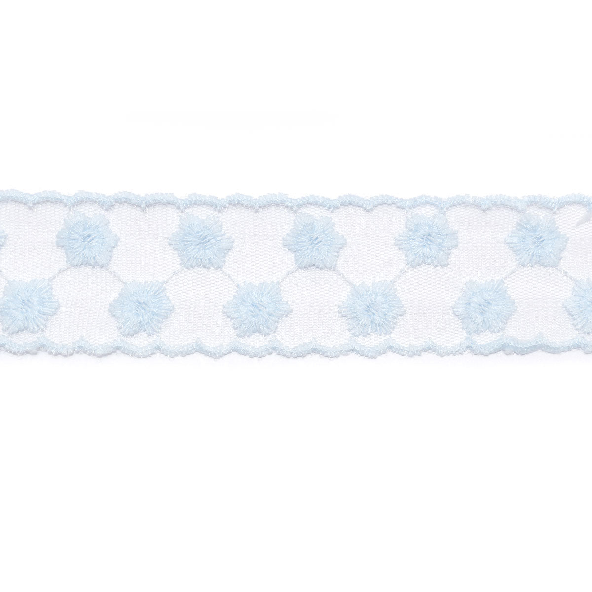 スカラップとメッシュとかわいいお花の刺繍リボン　幅40mm　1m単位　切り売り　(2m以上)