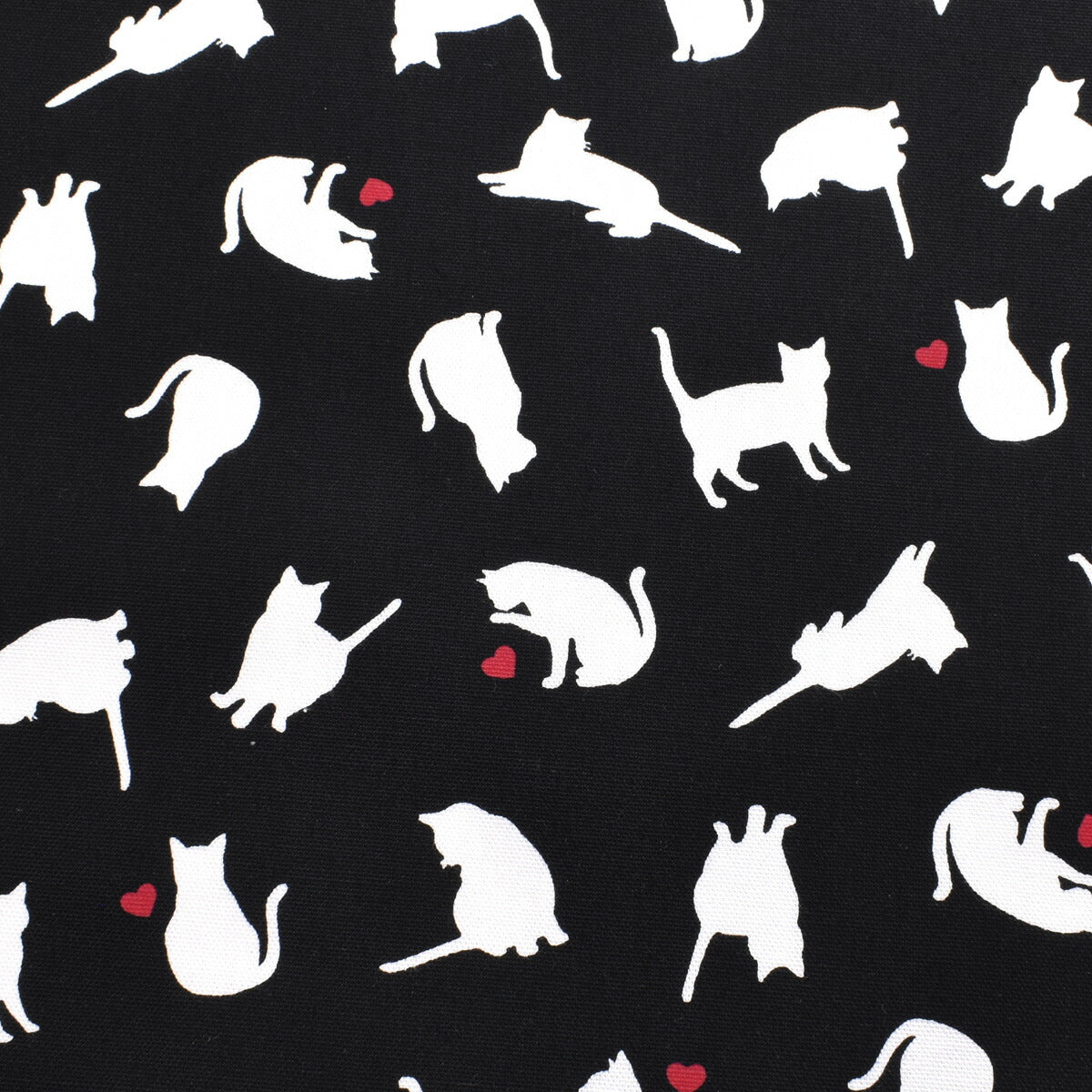 シルエットにゃんこ　オックス生地　38137-1　カナヤス　(30cm以上10cm単位切り売り)☆