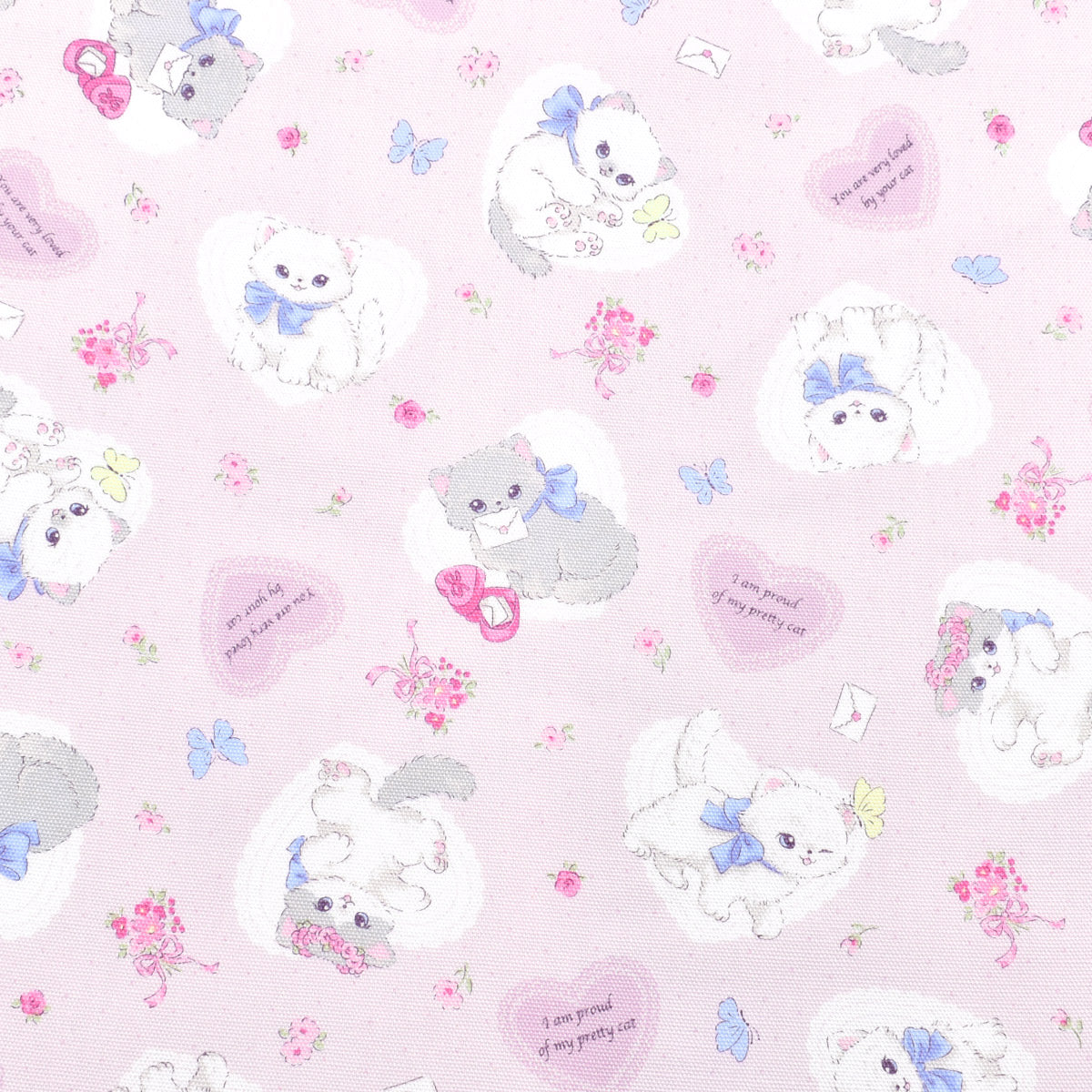 ねことハート　オックス生地　 AP52204-1　コスモ　(30cm以上10cm単位切り売り)☆
