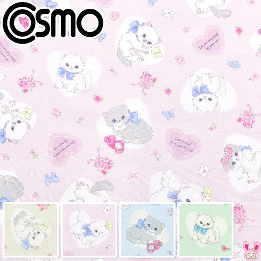 ねことハートオックス生地AP52204-1コスモ(30cm以上10cm単位切り売り)☆