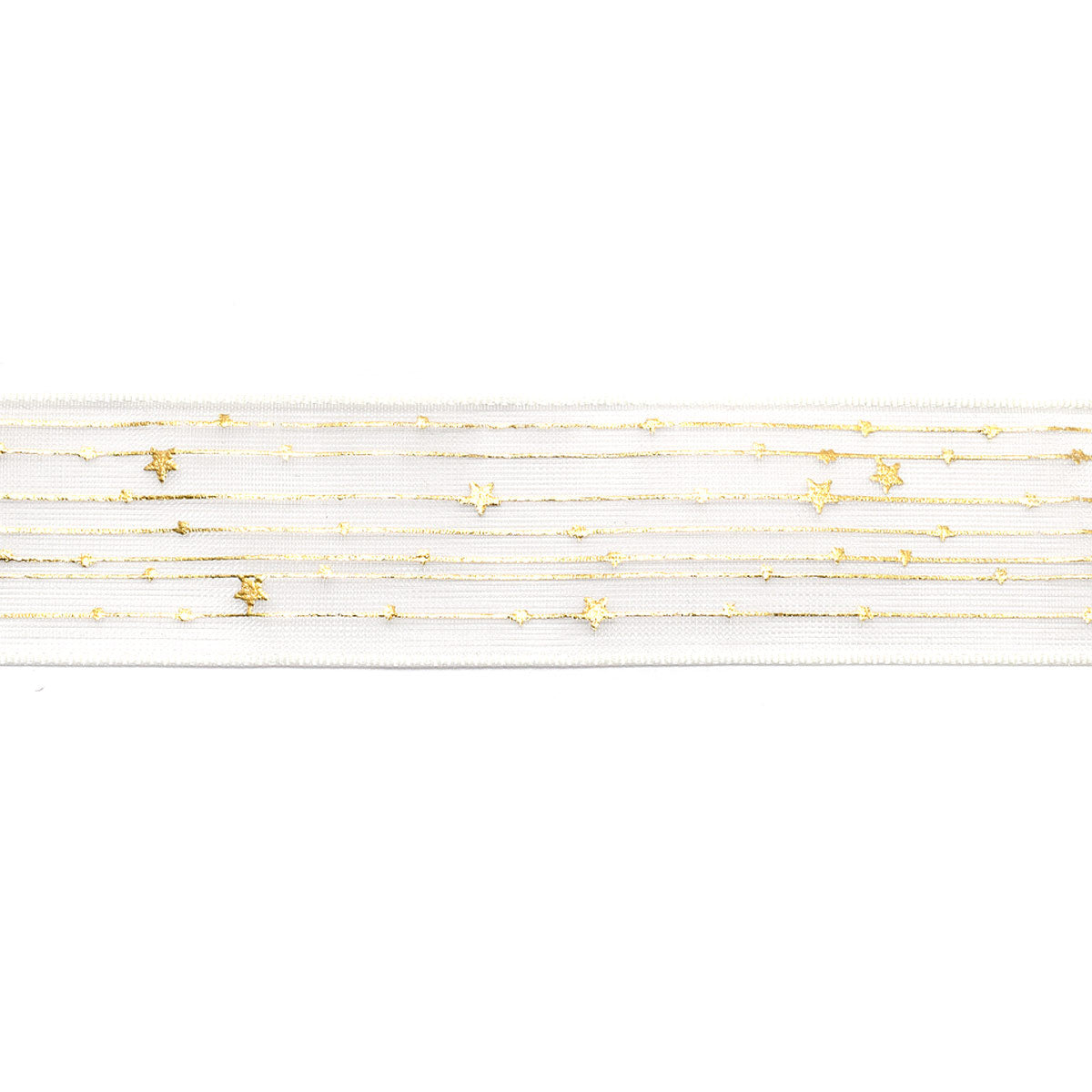 プリントリボン　箔押し　ゴールドプリントオーガンジーリボン　幅25mm　1m単位　切り売り　(2m以上)