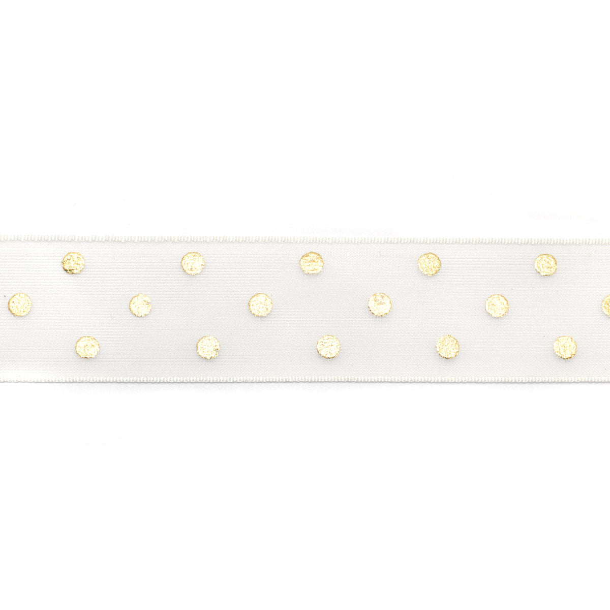プリントリボン　箔押し　ゴールドプリントオーガンジーリボン　幅25mm　1m単位　切り売り　(2m以上)