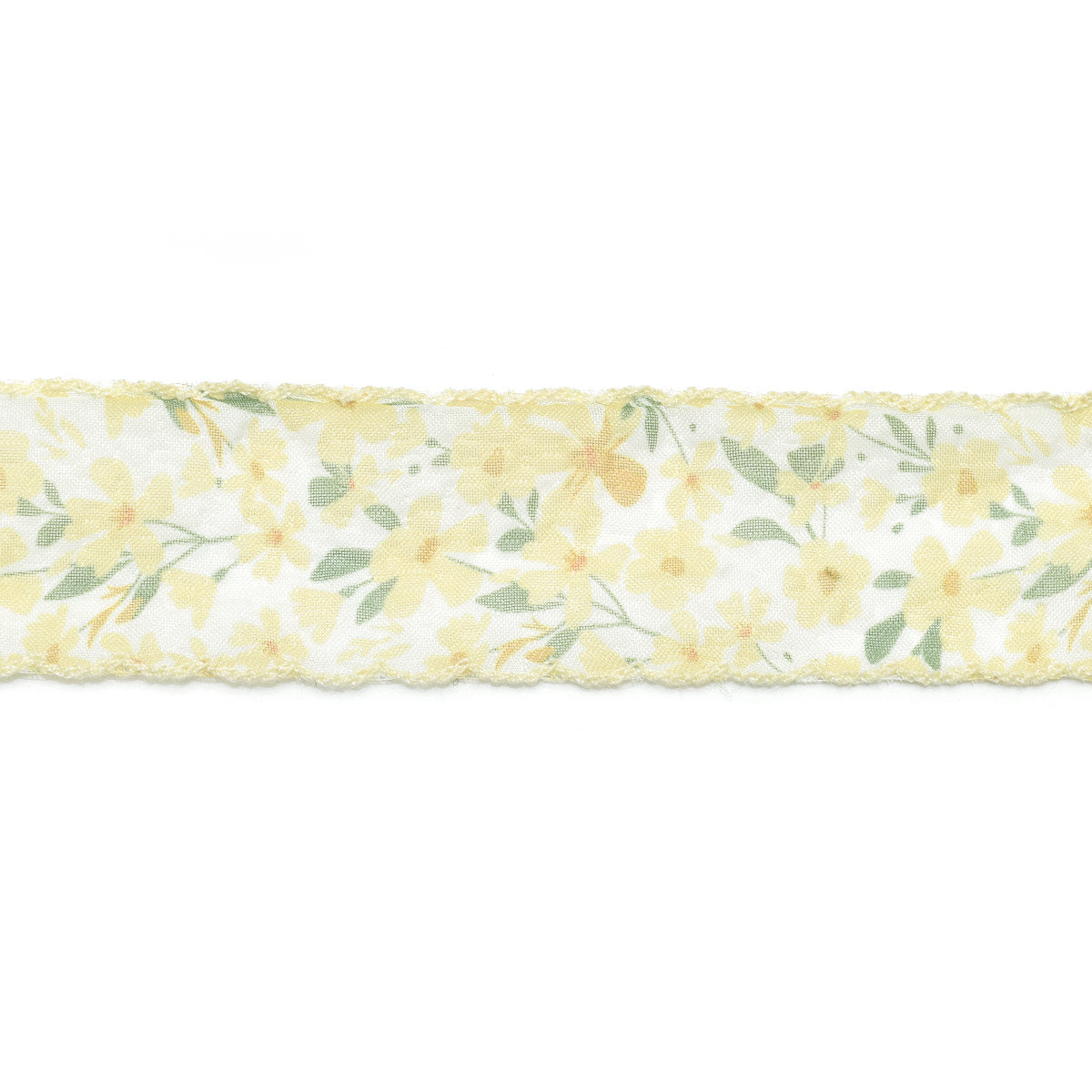 シボ加工ふんわりスカラップの花柄シアーリボン　幅38mm　1m単位　切り売り　(2m以上)