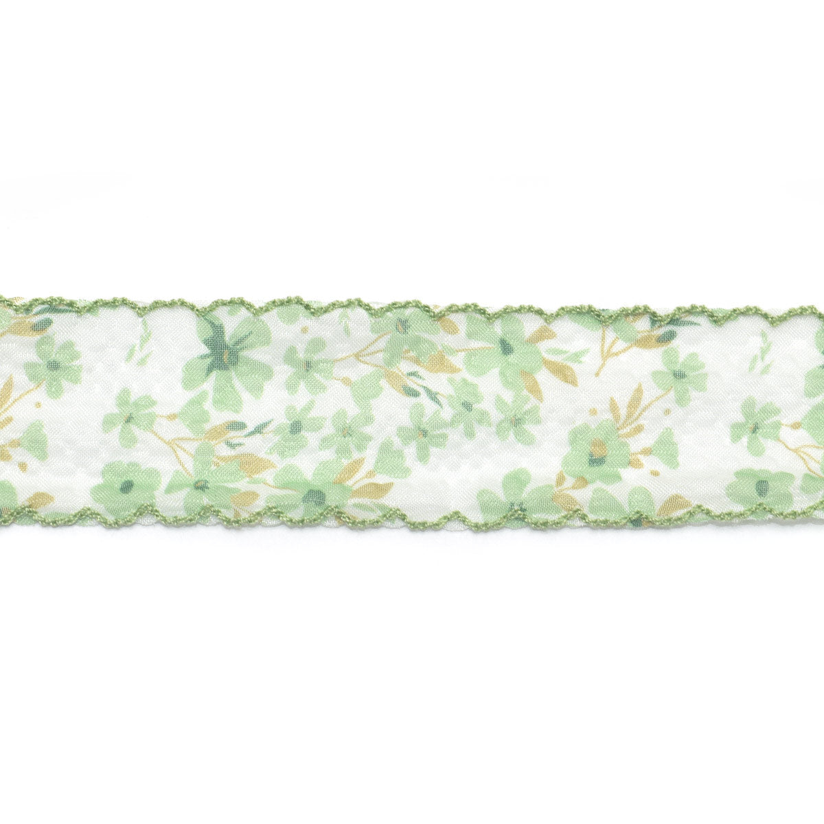 シボ加工ふんわりスカラップの花柄シアーリボン　幅38mm　1m単位　切り売り　(2m以上)