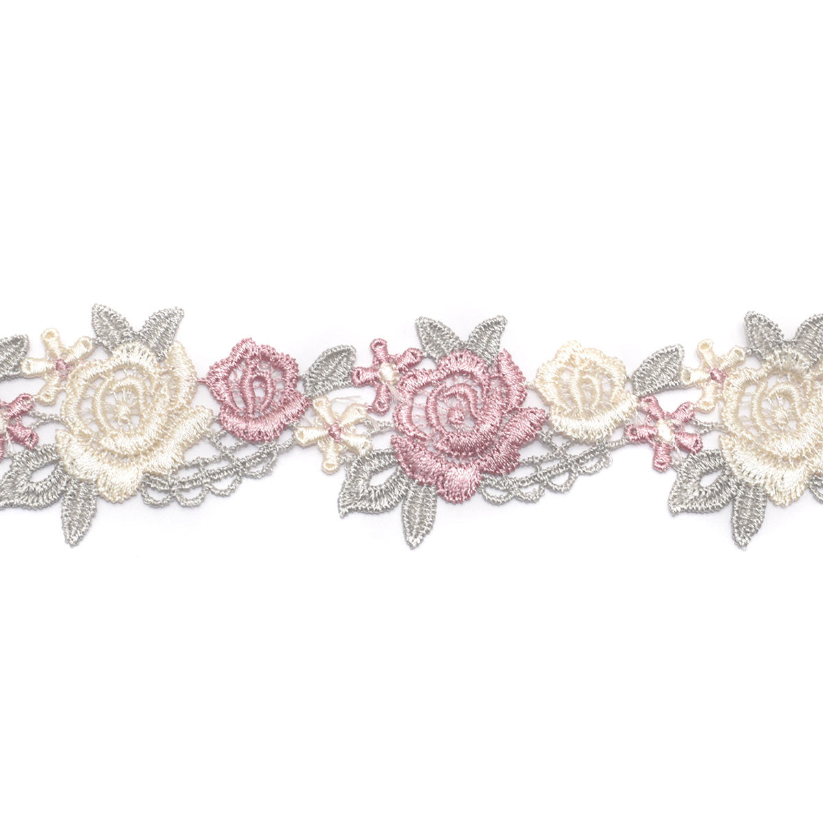 くすみカラーの上品な薔薇のレース　幅40mm　10cm単位　切り売り　(50cm以上)