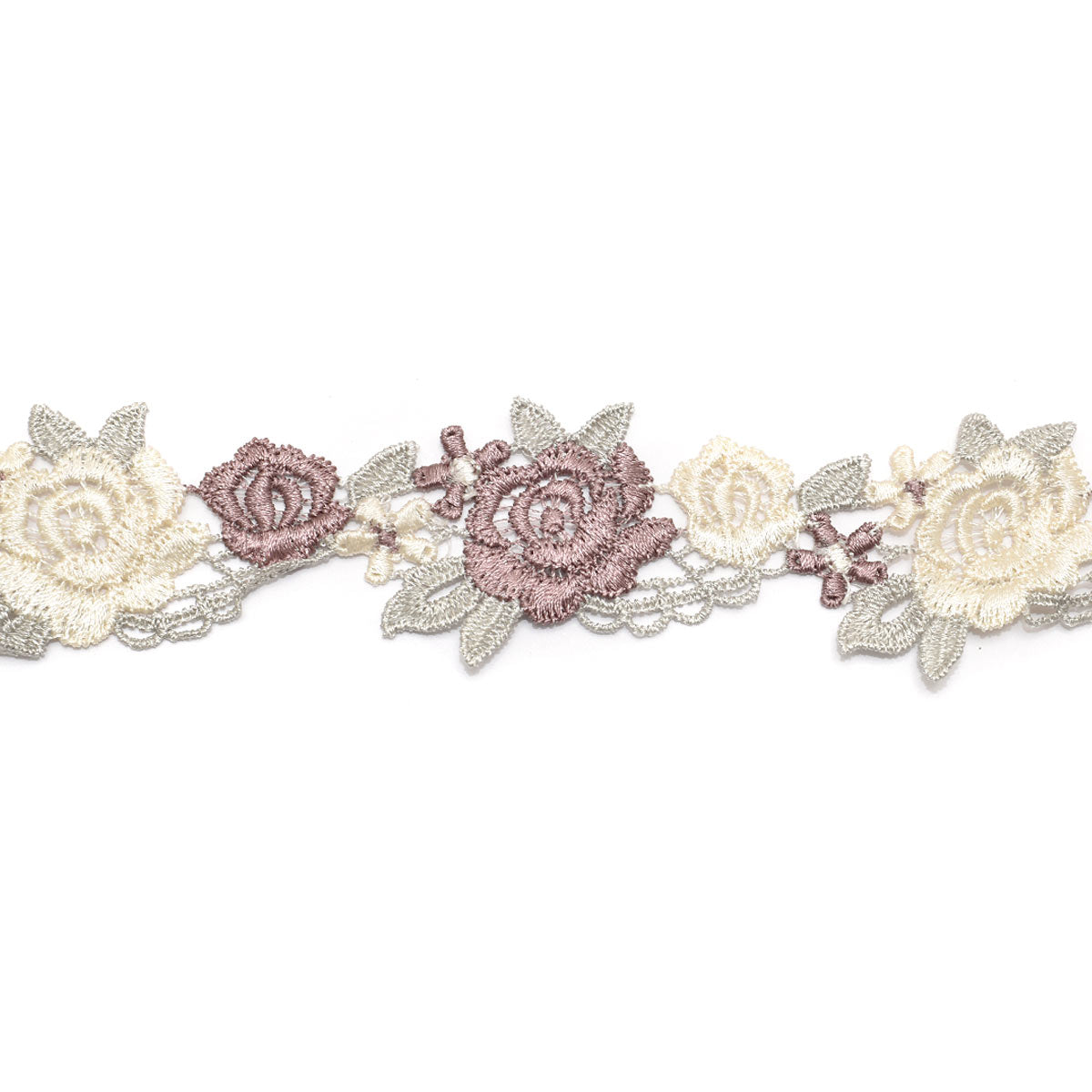 くすみカラーの上品な薔薇のレース　幅40mm　10cm単位　切り売り　(50cm以上)