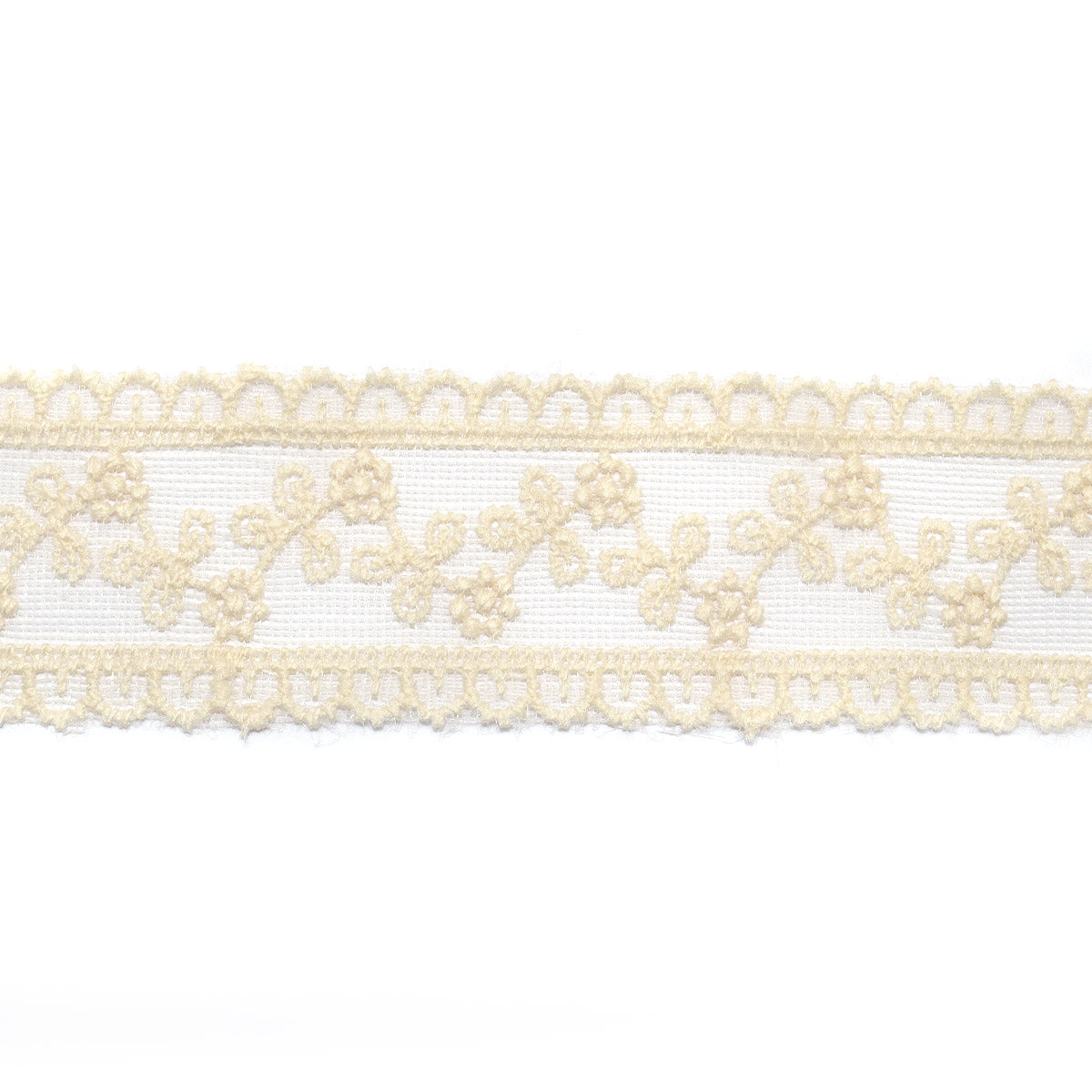 お花のラインのシアーメッシュ刺繍リボン　幅38mm　1m単位　切り売り　(2m以上)