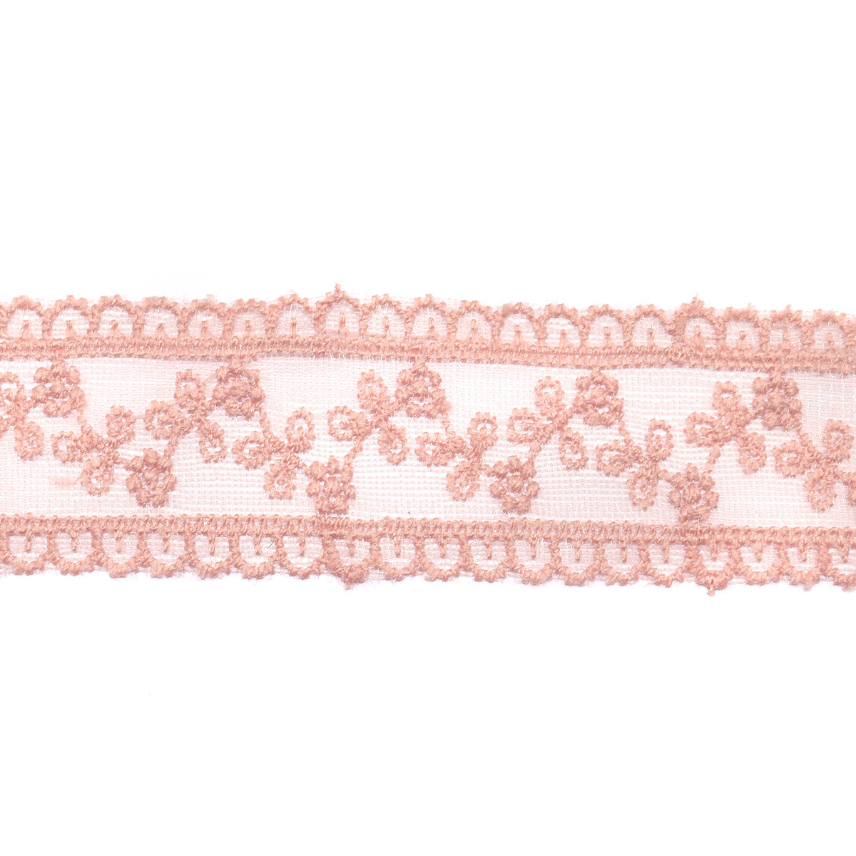お花のラインのシアーメッシュ刺繍リボン　幅38mm　1m単位　切り売り　(2m以上)