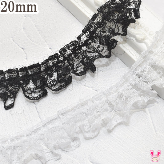 片側プリーツレースリボン幅20mm1m単位切り売り(3m以上)