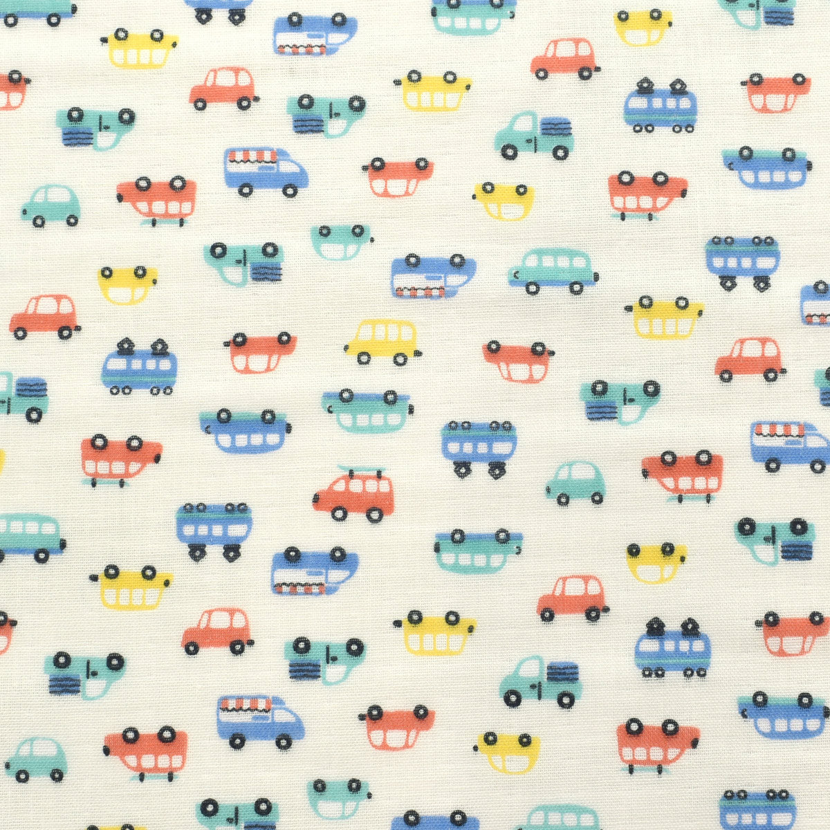 かわいい車　Wガーゼ生地　38139-2　カナヤス　(30cm以上10cm単位切り売り)☆