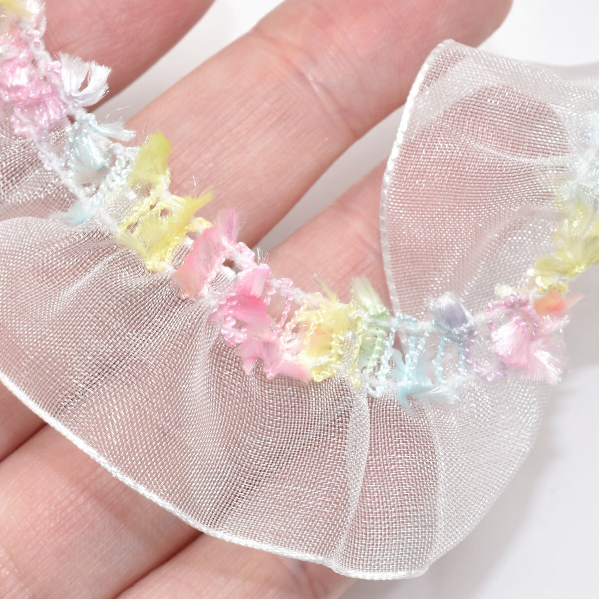 ゆめかわフリンジフリルリボン幅25mm1m単位切り売り(2m以上)