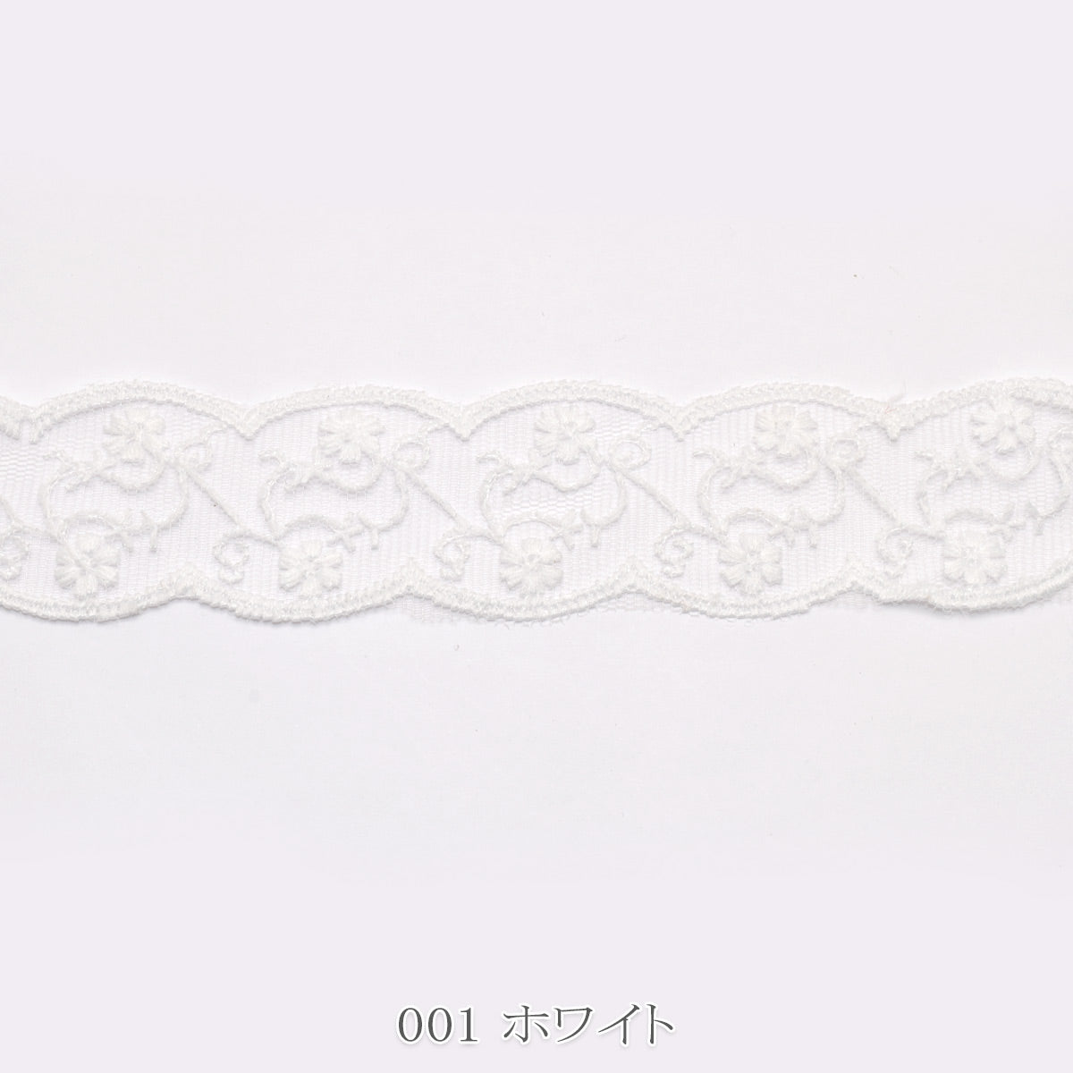 上品な花模様のスカラップシアーリボン　幅38mm　1m単位　切り売り