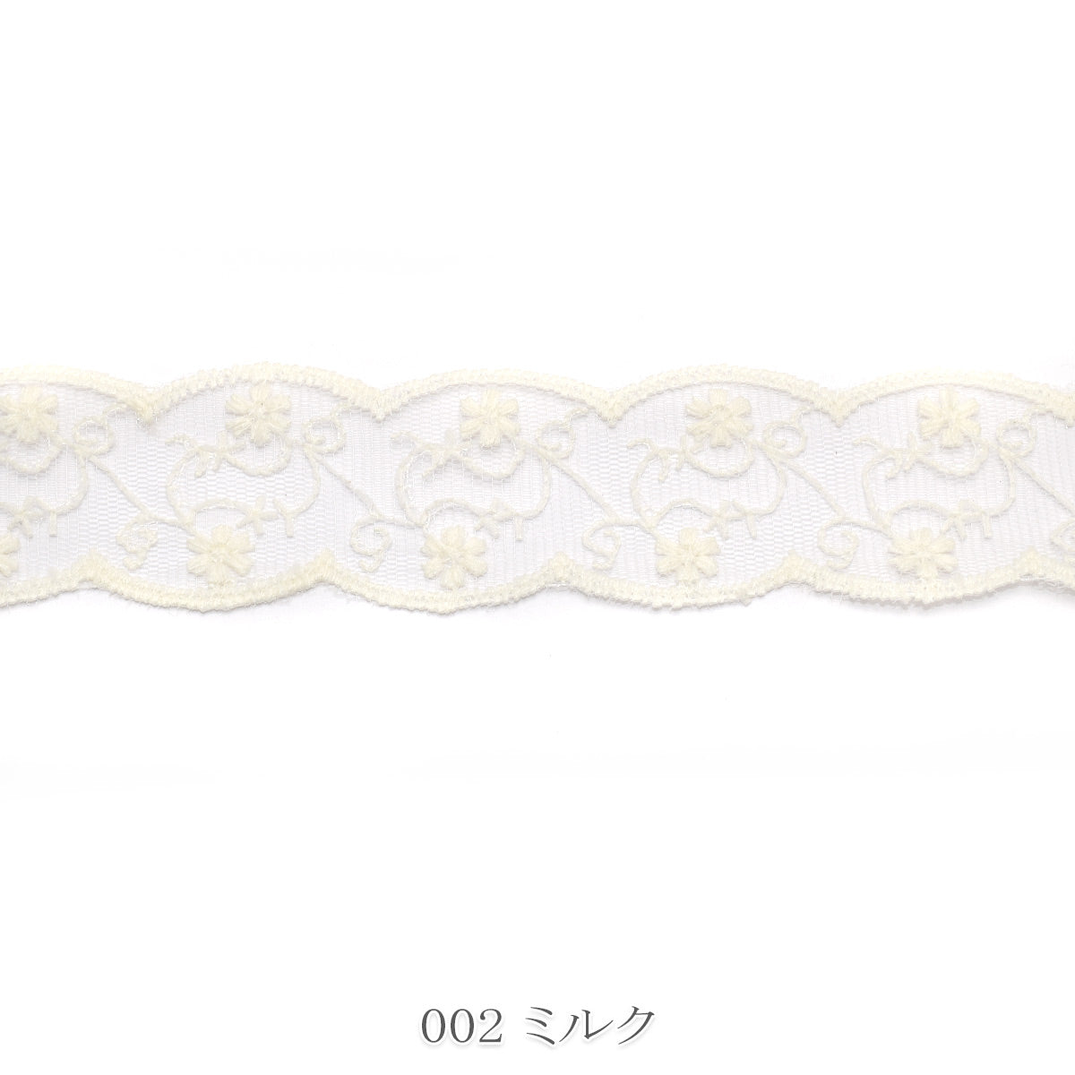 上品な花模様のスカラップシアーリボン　幅38mm　1m単位　切り売り