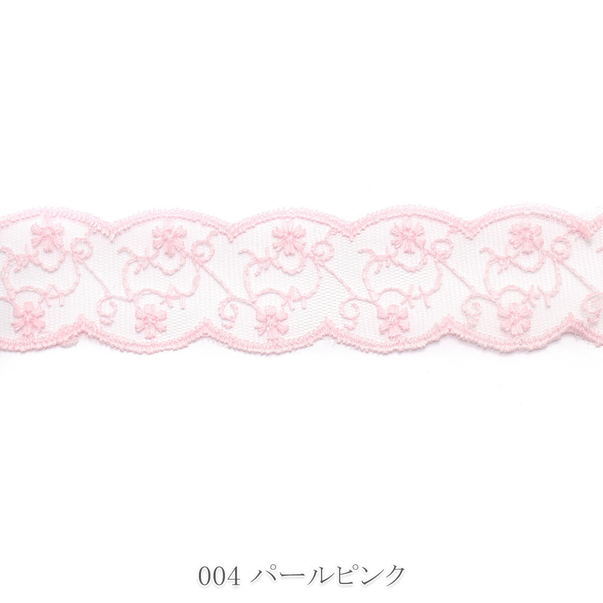 上品な花模様のスカラップシアーリボン　幅38mm　1m単位　切り売り